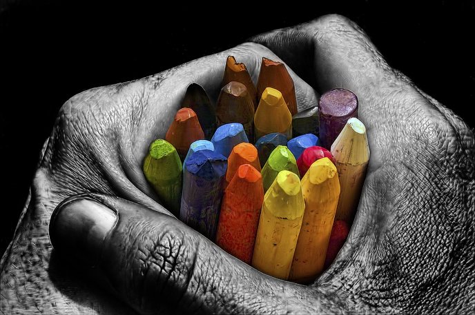 A handful of crayons