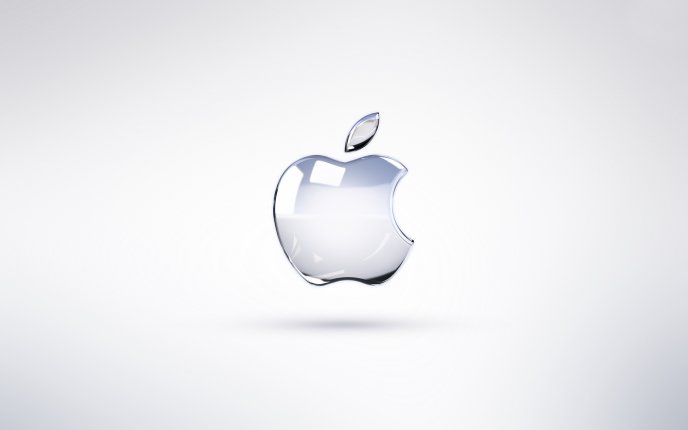 Shiny silver Apple logo - HD wallpaper