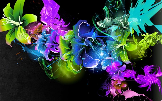 Abstract flowers on a black background