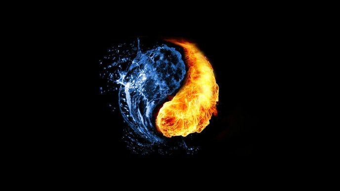 Yin and Yang - water and fire HD wallpaper