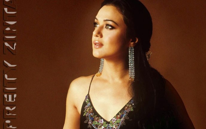Preity Zinta - female actress with big crystal earrings