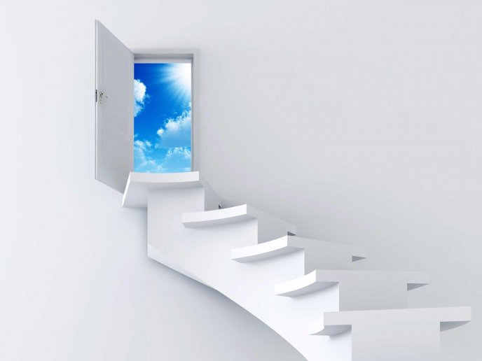 White stairs - path to freedom HD wallpaper