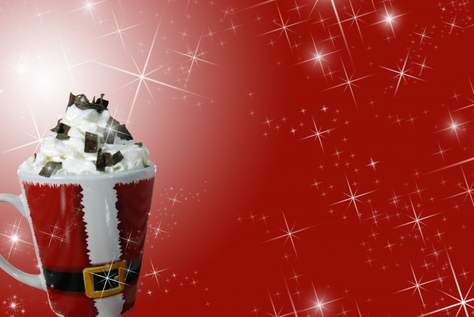 Hot chocolate in a Santa mug HD wallpaper