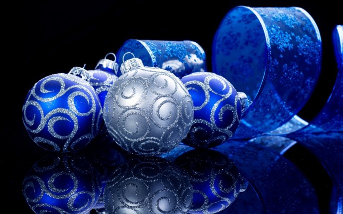 Special decorations for Christmas- blue and silver ornaments