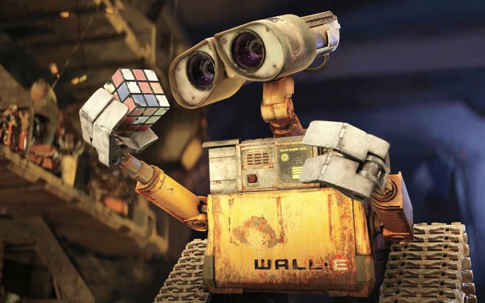 Wall-E robot discovered magic cube HD wallpaper