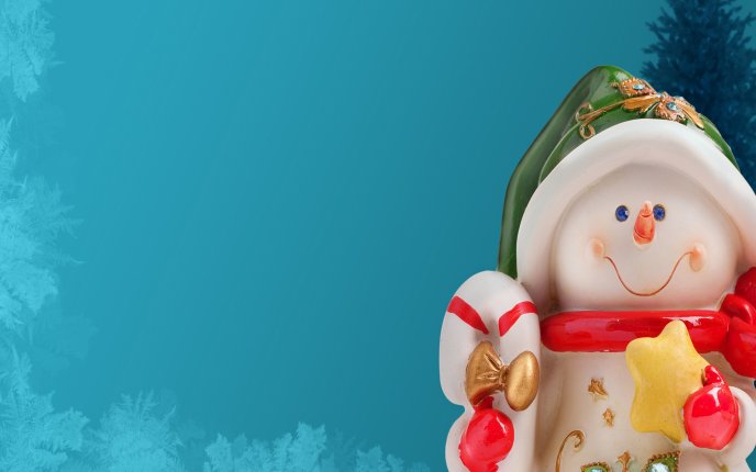 Porcelain Snowman - Ornament for Christmas tree