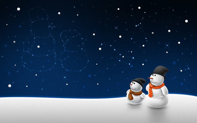 Father and son - constellation snowman HD wallpaper