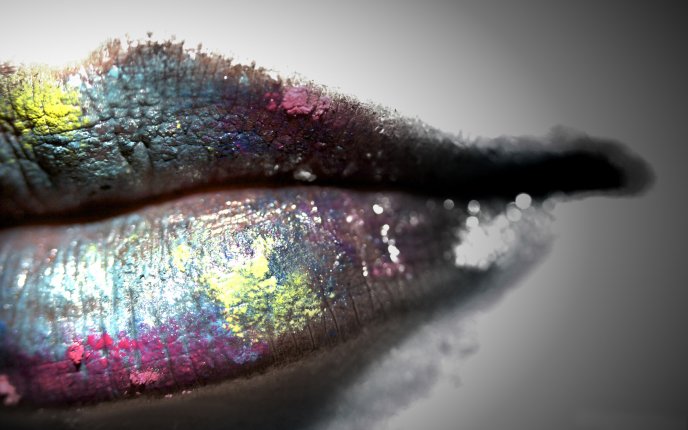Lips painted with watercolors HD wallpaper