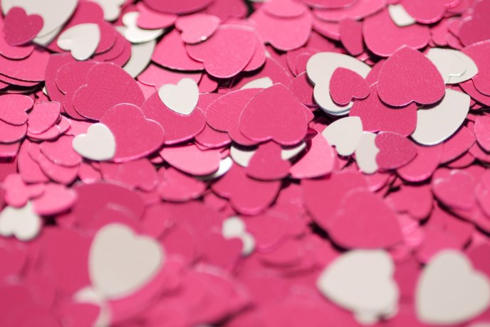 Love is in the air - lots of pink and white hearts