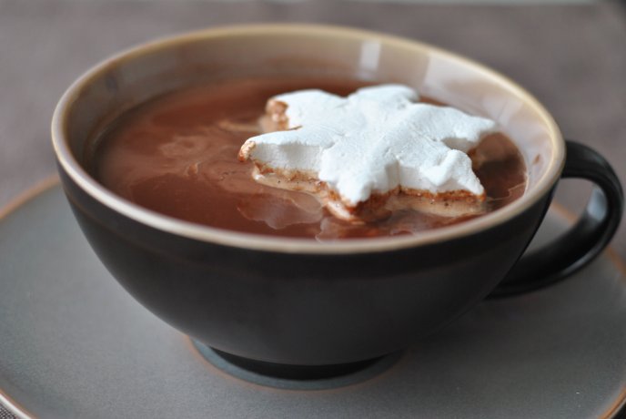 Hot chocolate with truffles and a star of cream