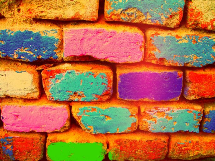 Painted bricks - art design