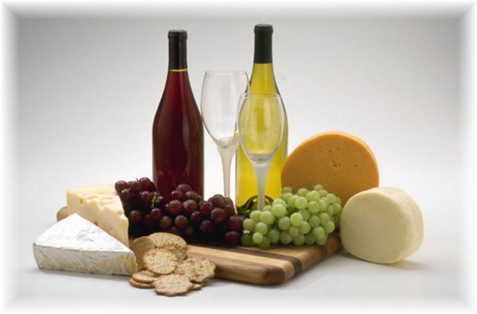Wine, cheese and fruits - perfect combination