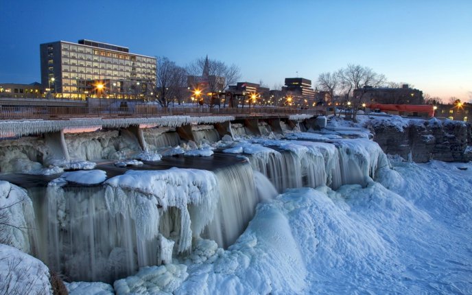 Beautiful frozen waterfall - wonders of nature
