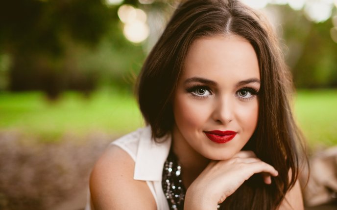 Beautiful girl with big red lips - professional photo