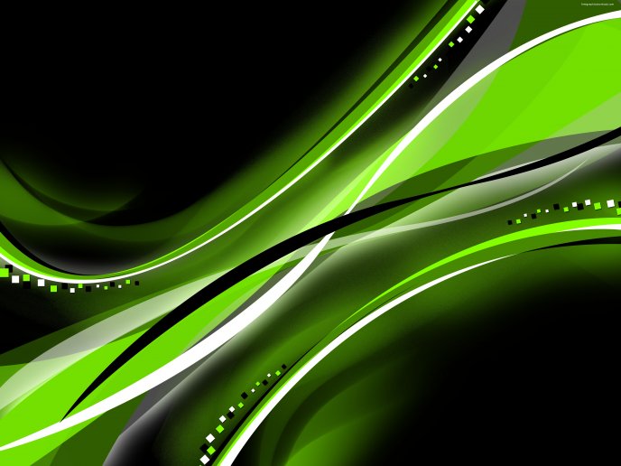 Rivers of green lines - abstract digital art