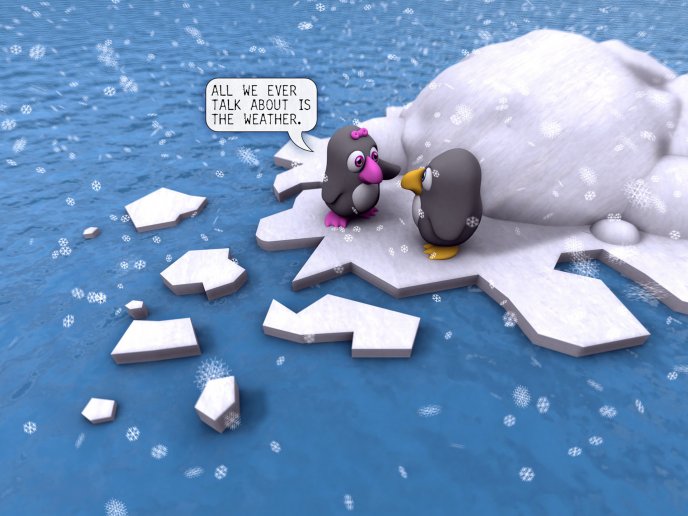 Two little funny penguins - HD wallpaper