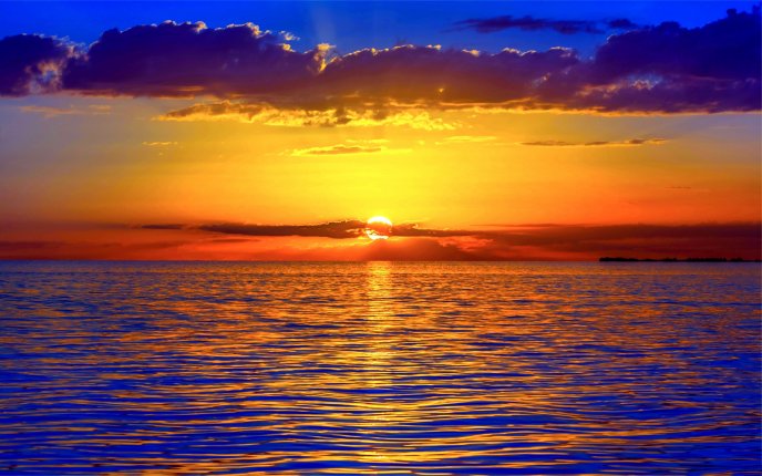 Beautiful sunset - the sea is orange