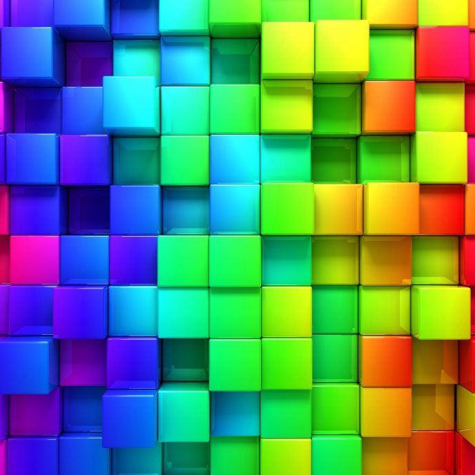 Colorful wall of cubes in 3D - HD wallpaper