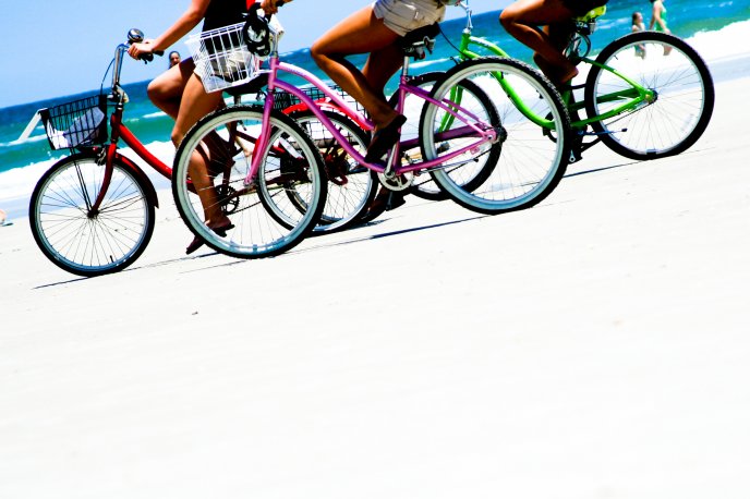 At ride with bikes on the beach