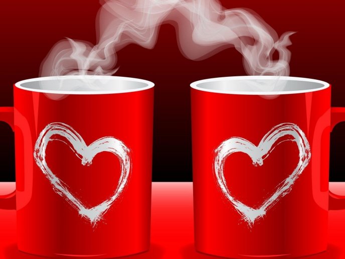 Two coffee cups of the love - HD wallpaper