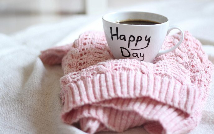 Good morning happy day - delicious cup of coffee
