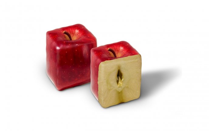 Apple cube - funny fruit HD wallpaper