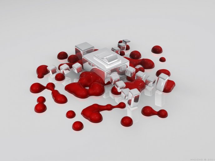 Abstract bloody wallpaper - 3D spots of blood