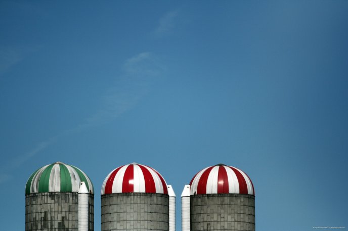 Three colored water towers - lollipops