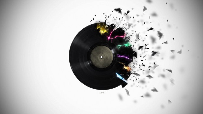 Abstract disc on fire - music explosion
