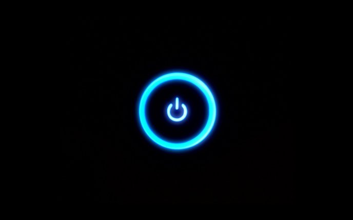 Shiny blue power button - HD wallpaper