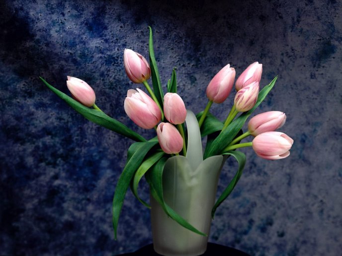Pink tulips in a vase - perfect painting