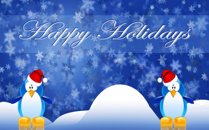 Funny penguins - Happy Winter Holidays