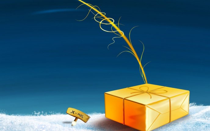 Golden present box - Christmas time is coming