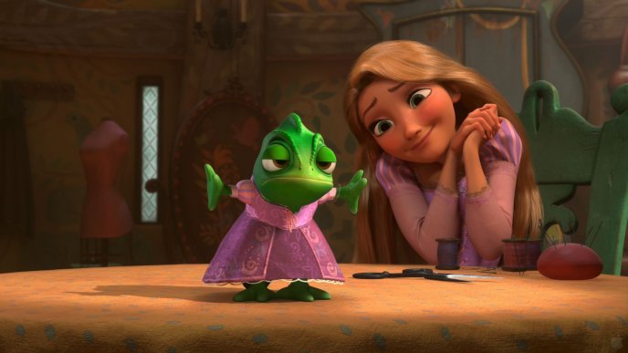 Funny princess frog - scene from an animation movie