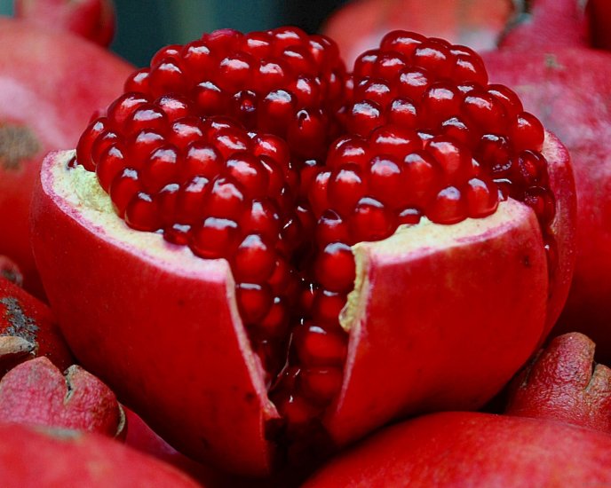 One red fruit full of vitamins - delicious pomegranate