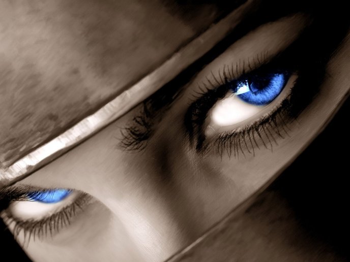 Blue eyes from a beautiful samurai girl