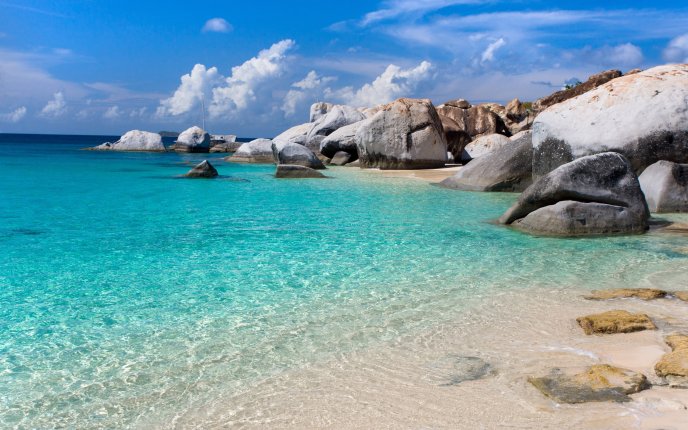 Magic blue water - beautiful rocks and beach
