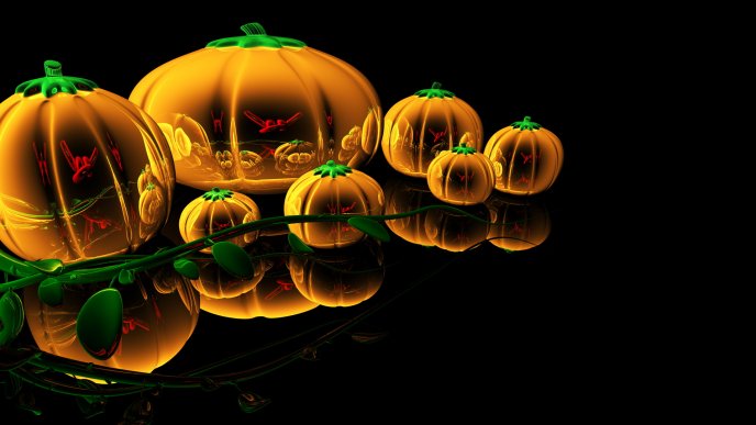 Abstract glass pumpkins - HD Halloween wallpaper