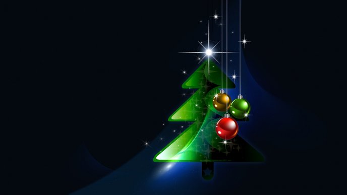 Christmas tree in the dark of night - magic star