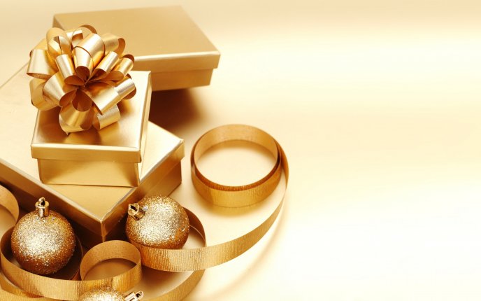 Golden present from Santa Claus - Merry Christmas