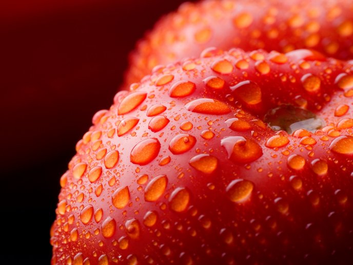 Big water drops on the red apples - Macro HD wallpaper