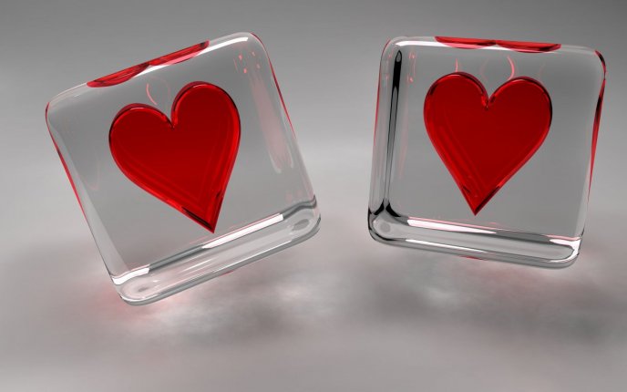 Hot hearts in the ice cube - HD happy Valentines Day