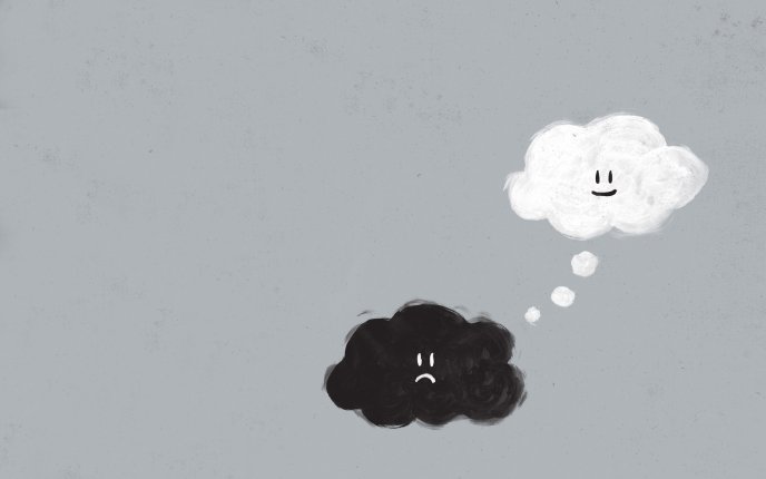 Sad or Happy cloud - black and white wallpaper
