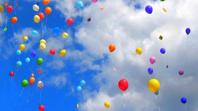 Balloons party in the sky - HD wallpaper