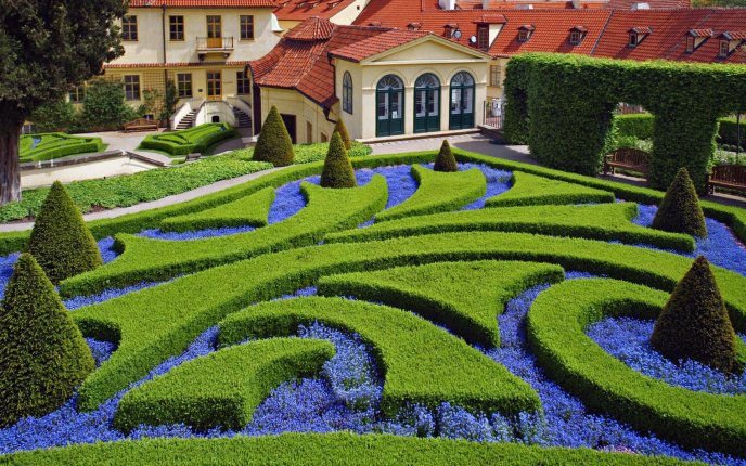 HD Garden wallpaper - Green and blue, maze design
