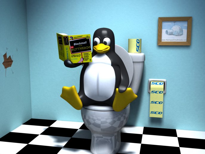 Linux Wallpaper - The penguin reads the magazine