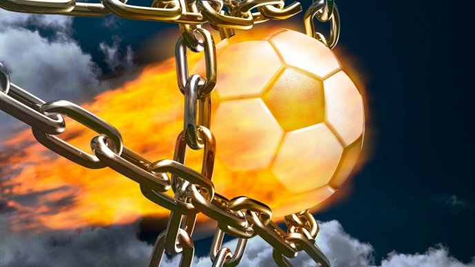 Football in flames and in chains - Abstract wallpaper