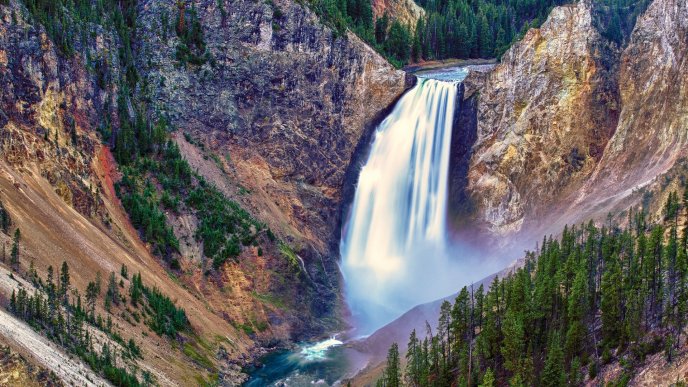 Amazing waterfall in Yellowstone National Park