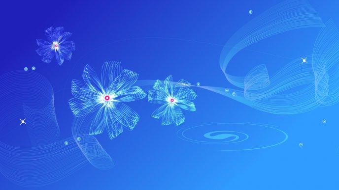 Abstract beautiful white flowers on blue background