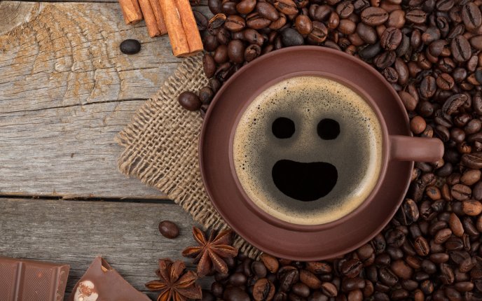 Hallo happy cup of coffee - HD wallpaper
